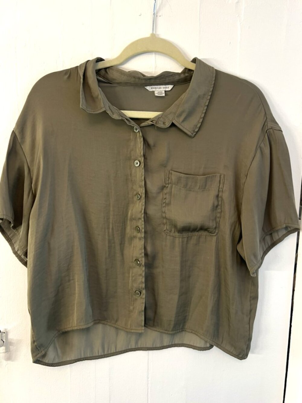 Satin green American Eagle crop top